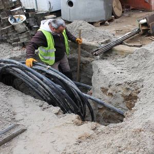 … in another corner of the construction site the high voltage cable for the transformer station.