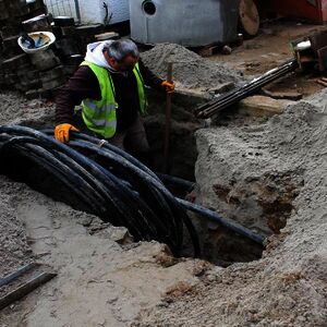 … in another corner of the construction site the high voltage cable for the transformer station.