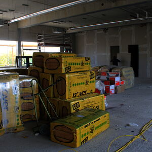 … time to install the insulation, which is still stored in the future Sales Office.