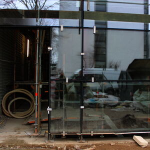 The fully glazed front is installed…