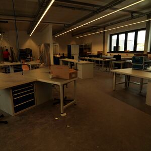 The first cabinets and tables are placed in the upper floor…