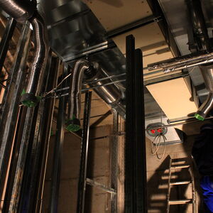 The complex air ventilation system is installed in the basement…