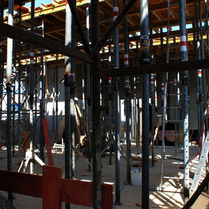 While lots of freestanding props still determine the future production hall…
