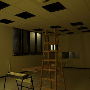 …but the first table is placed in the future canteen, although it is only a pasting table.