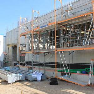 … the steel beams are prepared for the next floor.
